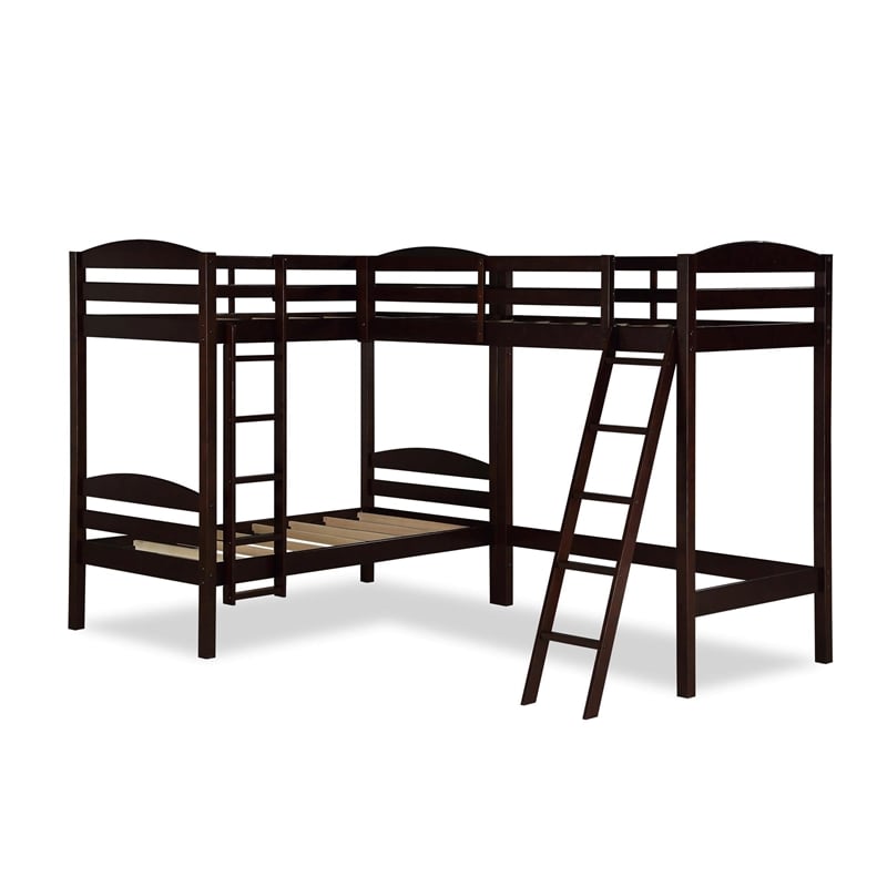 Dorel Living Clearwater Triple Bunk Bed in Espresso