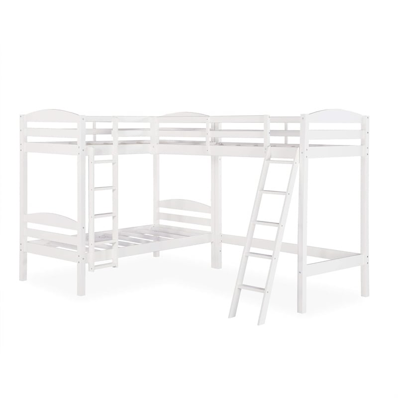 Dorel Asia Clearwater Transitional Wood Triple Bunk Bed in White