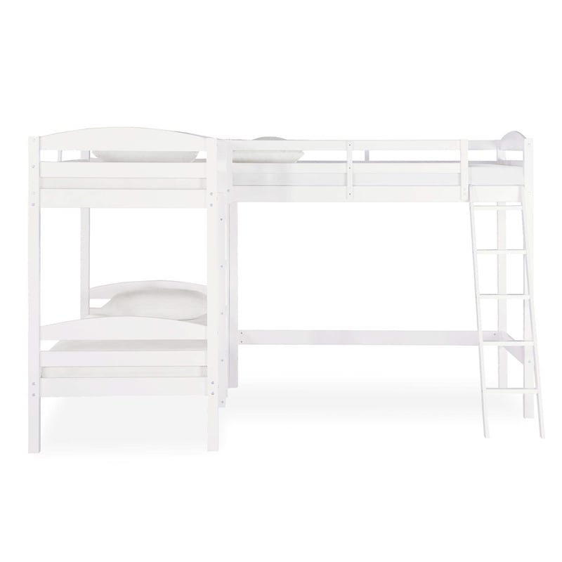 Dorel Asia Clearwater Transitional Wood Triple Bunk Bed in White