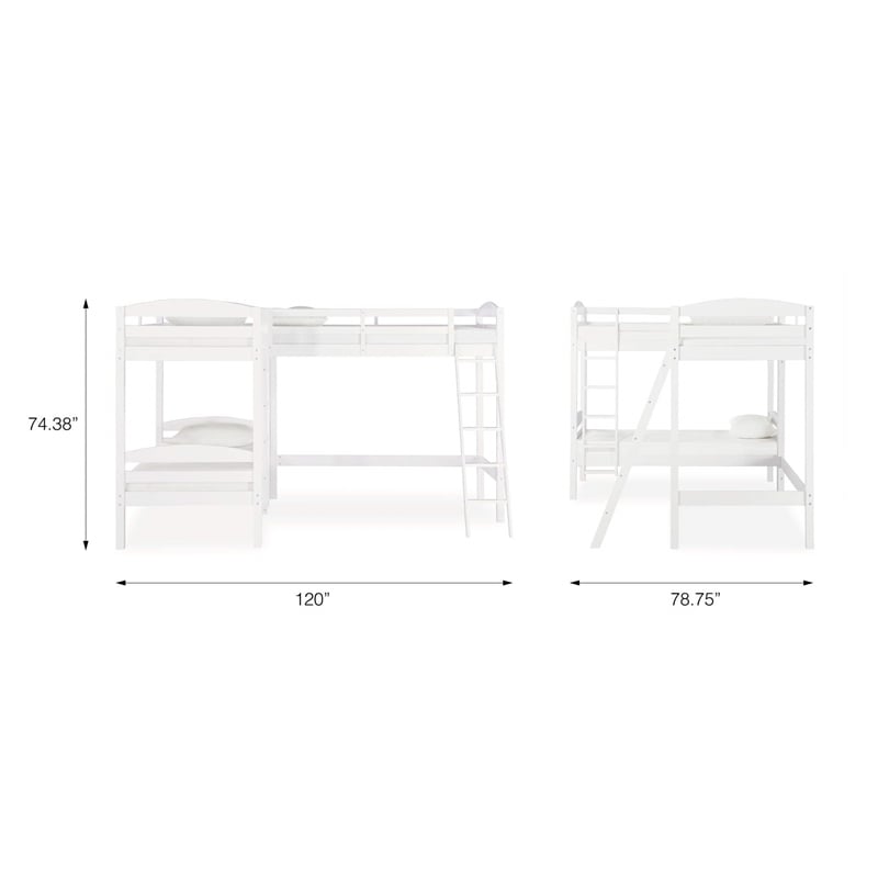 Dorel Asia Clearwater Transitional Wood Triple Bunk Bed in White