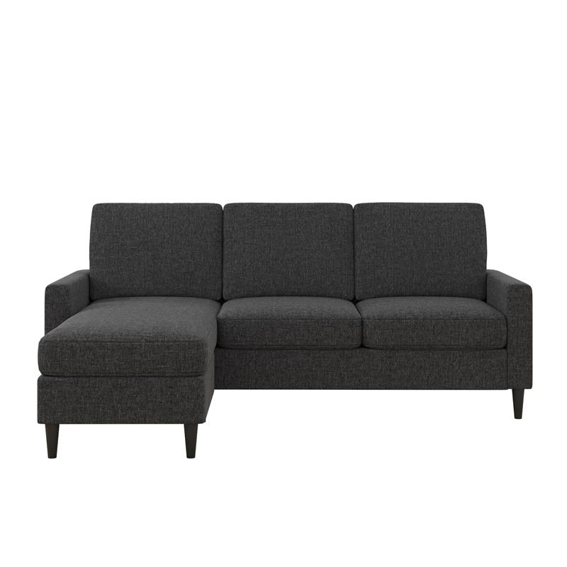 Dorel Living Beckie Reversible Upholstered Sectional Sofa in Charcoal