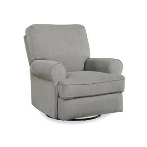 baby relax transitional kenzie fabric swivel gliding nursery recliner in gray