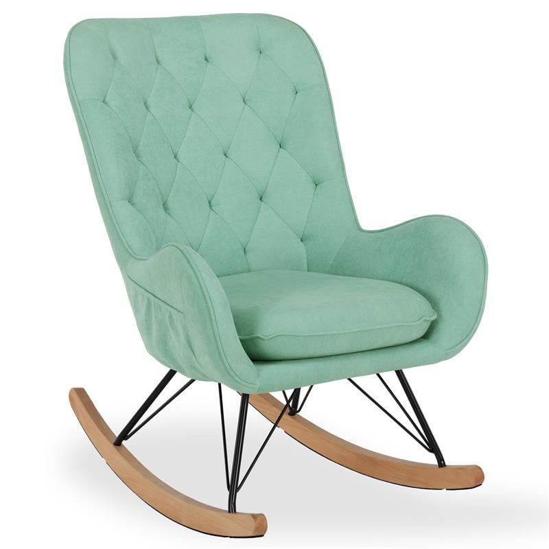 Baby Relax Mid-Century Echo Nursery Wood Rocker Chair in Teal