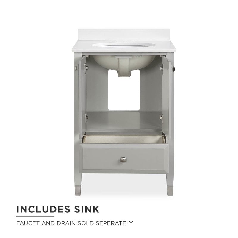 Dorel Living Metcalfe 24 Inch Bathroom Vanity with Sink in Gray