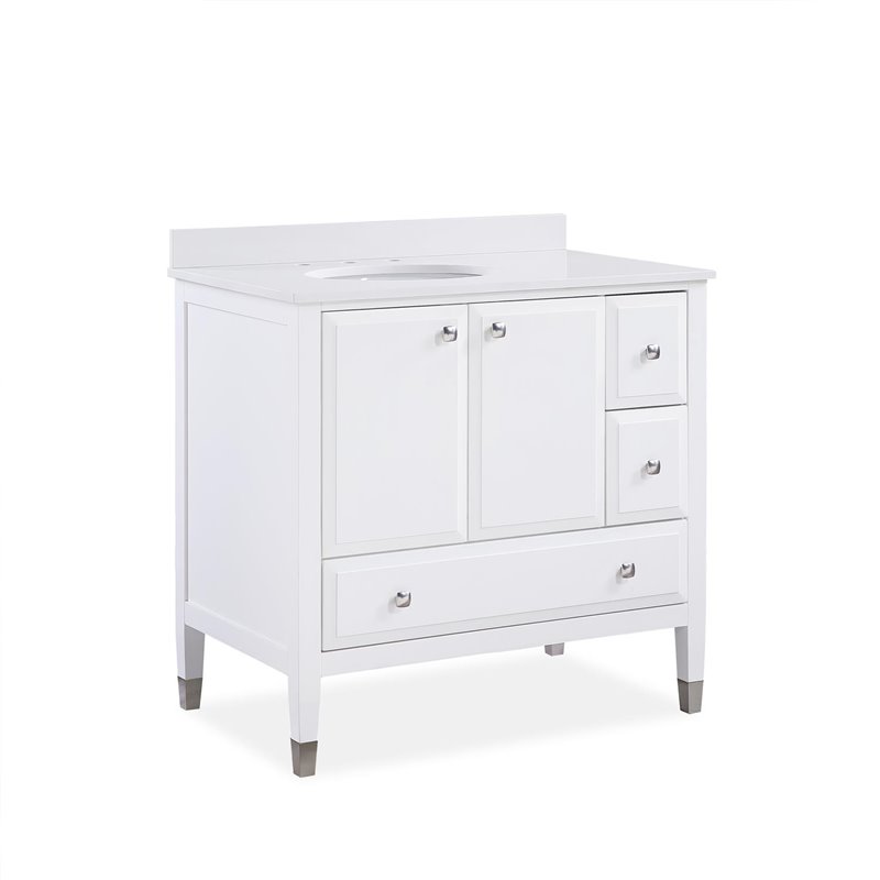 Dorel Living Metcalfe 36 Inch Bathroom Vanity with Sink in White