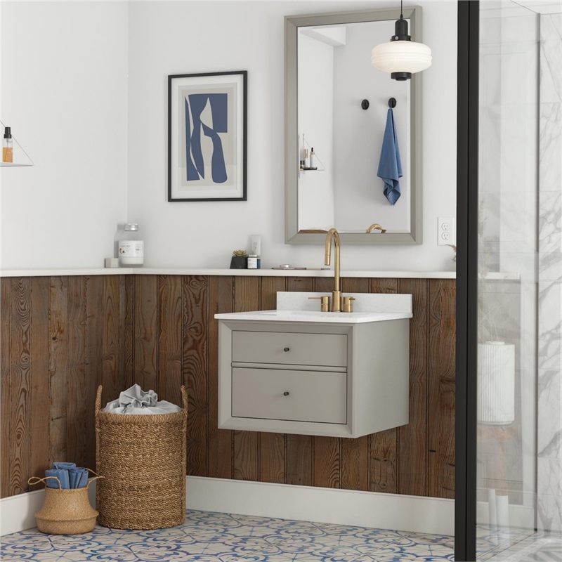 Dorel Living Tribecca 24 Inch Wall Mounted Bathroom Vanity in Gray