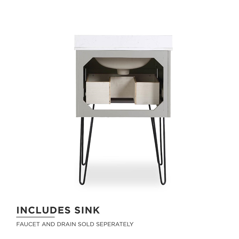 Dorel Living Tribecca 24 Inch Wall Mounted Bathroom Vanity in Gray