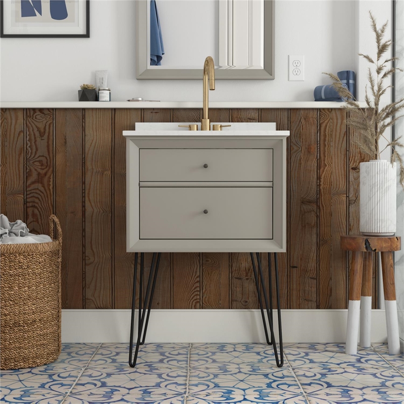 Dorel Living Tribecca 24 Inch Wall Mounted Bathroom Vanity in Gray