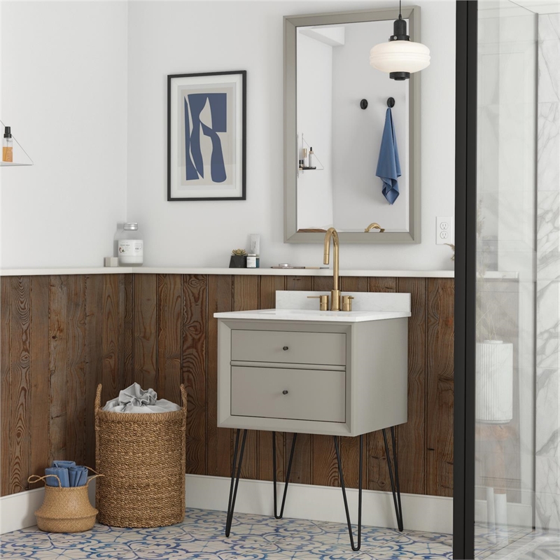 Dorel Living Tribecca 24 Inch Wall Mounted Bathroom Vanity in Gray