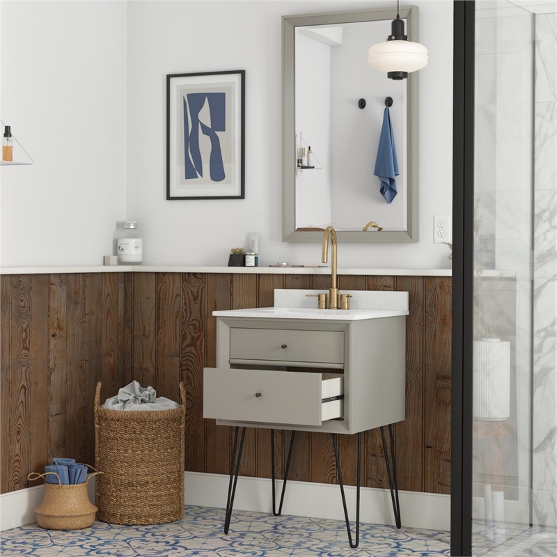 Dorel Living Tribecca 24 Inch Wall Mounted Bathroom Vanity in Gray