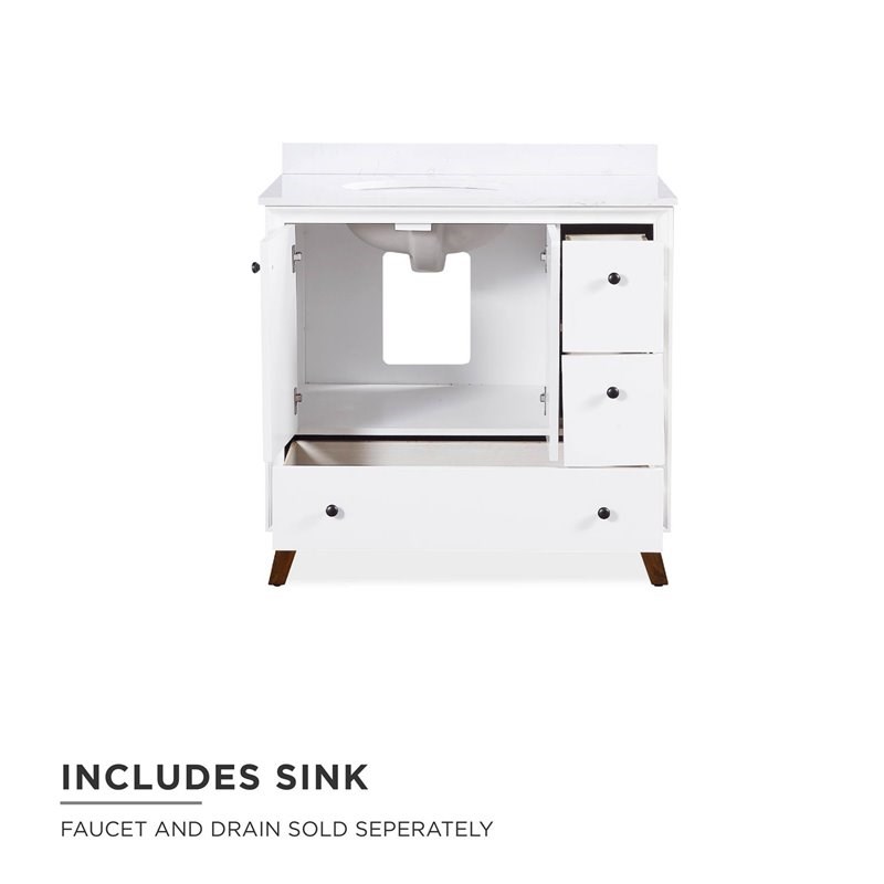 Dorel Living Bleeker 36 Inch Bathroom Vanity with Sink in White