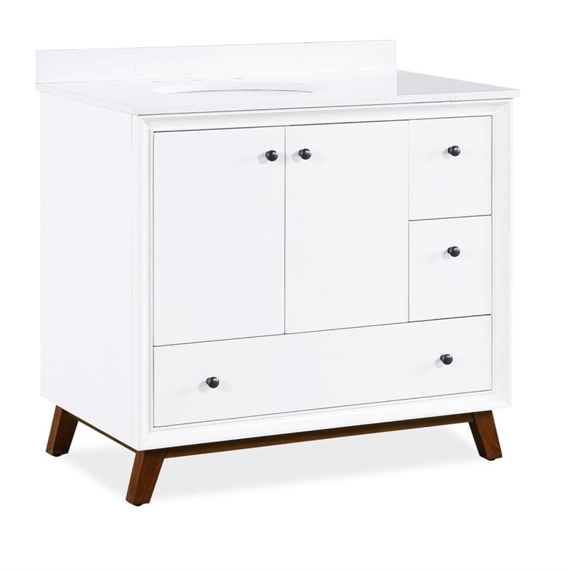 Dorel Living Bleeker 36 Inch Bathroom Vanity with Sink in White