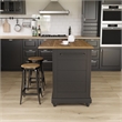 Dorel Living Kelsey Kitchen Island with 2 Stools and Drawers in Black