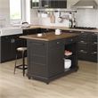 Dorel Living Kelsey Kitchen Island with 2 Stools and Drawers in Black