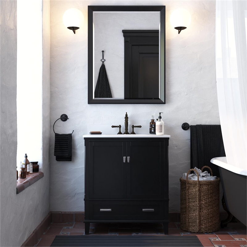 Dorel Living Otum 30 Inch Bathroom, Black Bathroom Vanity With Sink 30 Inch
