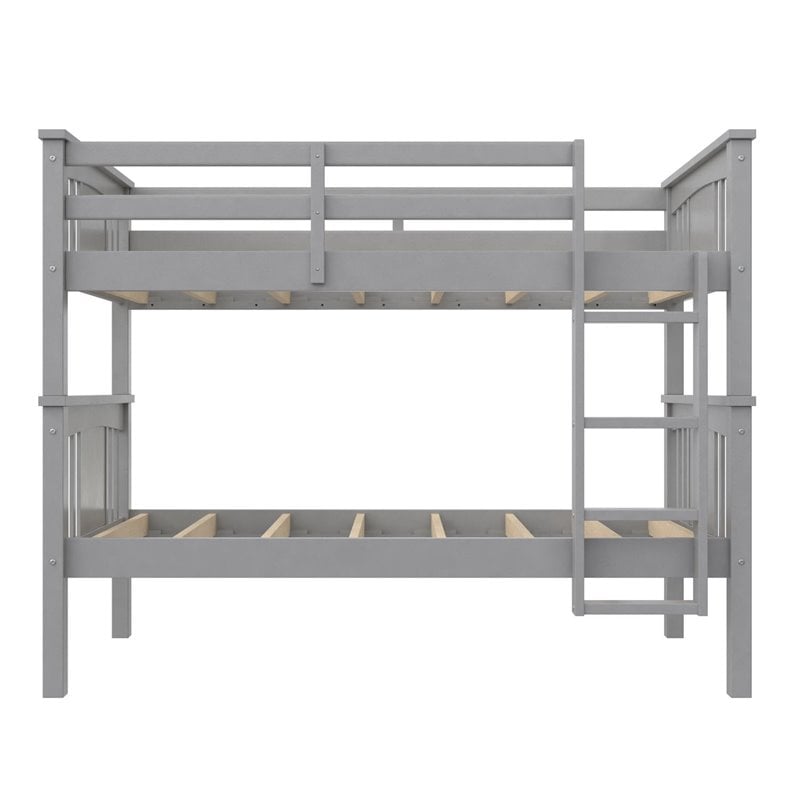 Dorel Living Dylan Twin Over Twin Wood Bunk Bed for Kids in Gray