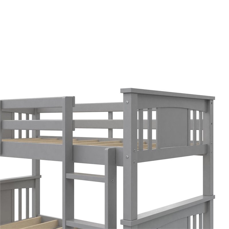 Dorel Living Dylan Twin Over Twin Wood Bunk Bed for Kids in Gray