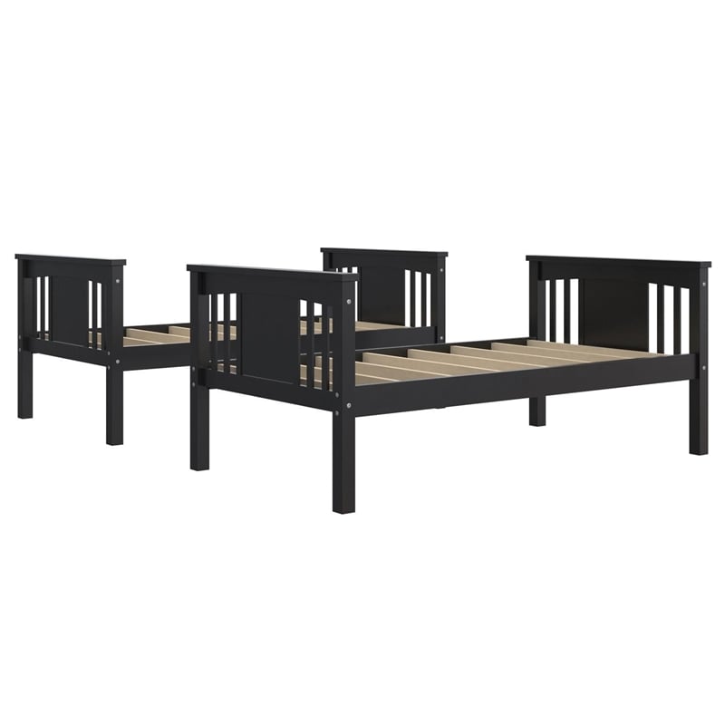 Dorel Living Dylan Twin Over Twin Wood Bunk Bed for Kids in Black