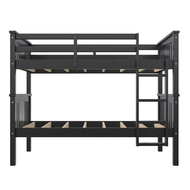 Dorel Living Dylan Twin Over Twin Wood Bunk Bed for Kids in Black