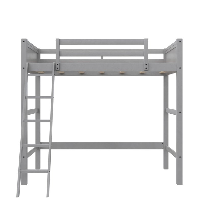 Dorel Living Moon Bay Kids Twin Wooden Loft Bed with Ladder in Gray
