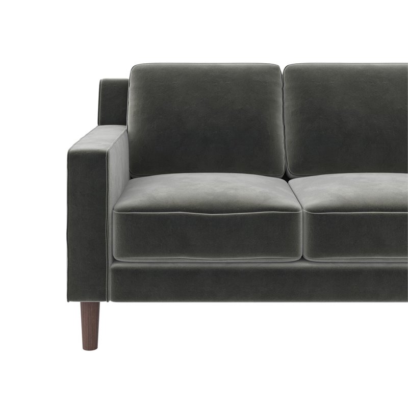 DHP Brynn 3 Seater Living Room Upholstered Sofa in Gray Velvet