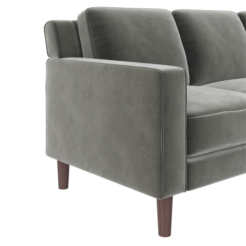 DHP Brynn 3 Seater Living Room Upholstered Sofa in Gray Velvet