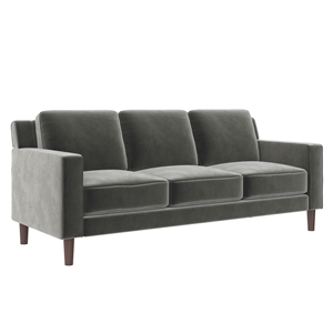 dhp brynn 3 seater living room upholstered sofa in gray velvet