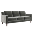 DHP Brynn 3 Seater Living Room Upholstered Sofa in Gray Velvet