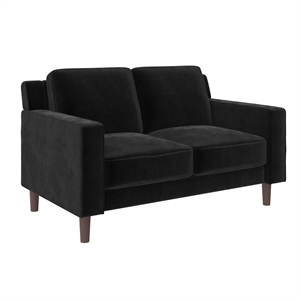 dhp brynn loveseat 2 seater living room upholstered sofa in black velvet