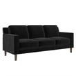 DHP Brynn 3 Seater Living Room Upholstered Sofa in Black Velvet