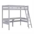 Dorel Living Harlan Wood Loft Bed with Ladder and GuardRail in Twin in Gray