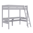 Dorel Living Harlan Wood Loft Bed with Ladder and GuardRail in Twin in Gray