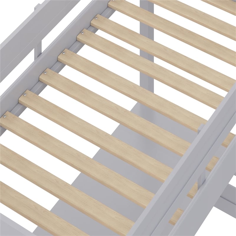 Dorel Living Harlan Wood Loft Bed with Ladder and GuardRail in Twin in Gray