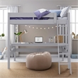 Dorel Living Harlan Wood Loft Bed with Ladder and GuardRail in Twin in Gray
