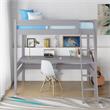 Dorel Living Harlan Wood Loft Bed with Ladder and GuardRail in Twin in Gray