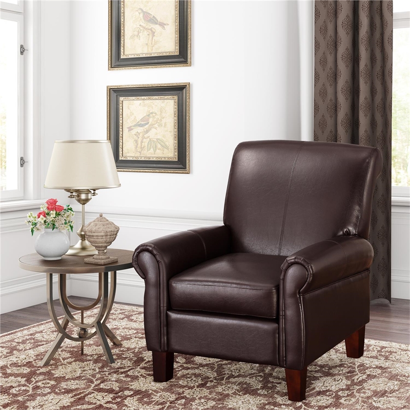 FlexLiving Faux Leather Club Chair in Brown