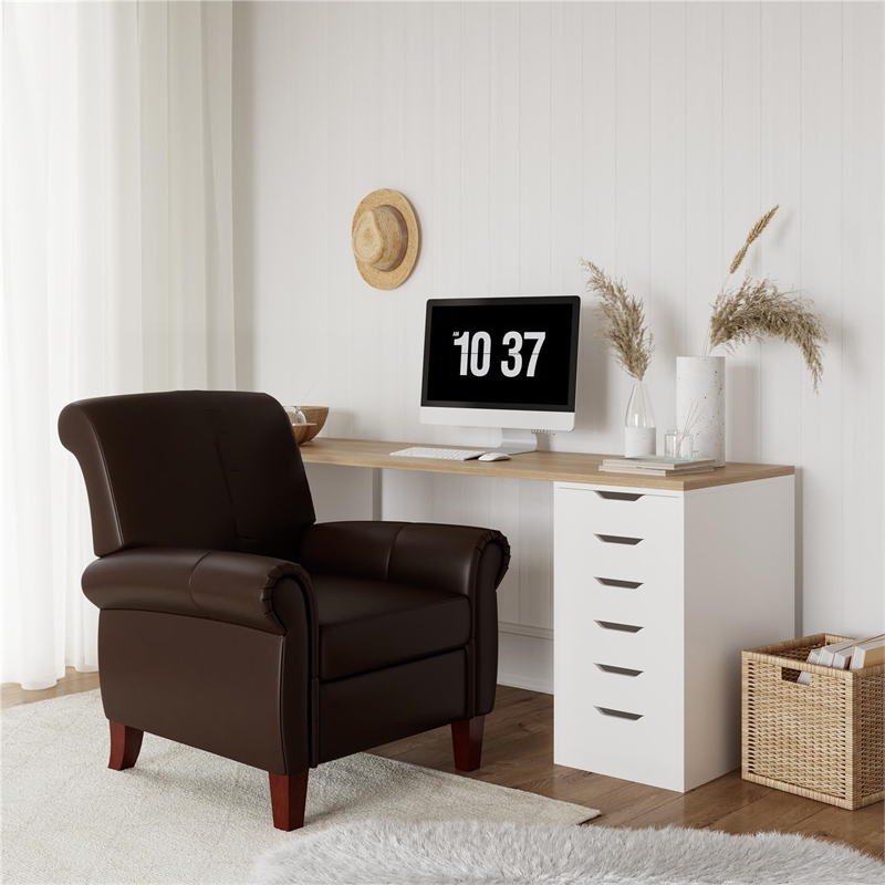 FlexLiving Faux Leather Club Chair in Brown