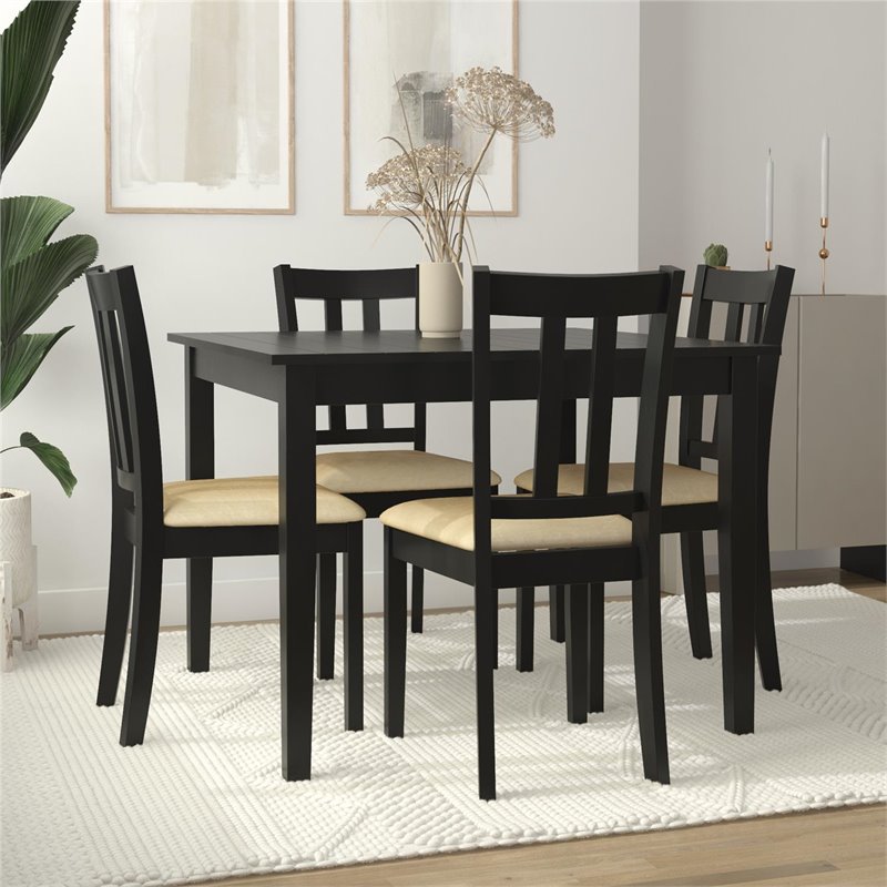 Dorel Living Redmond 5-Piece Traditional Dining Set in Black/Beige