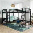 Dorel Living Clearwater Triple Wood Bunk Bed Twin with Underbed Storage in Black