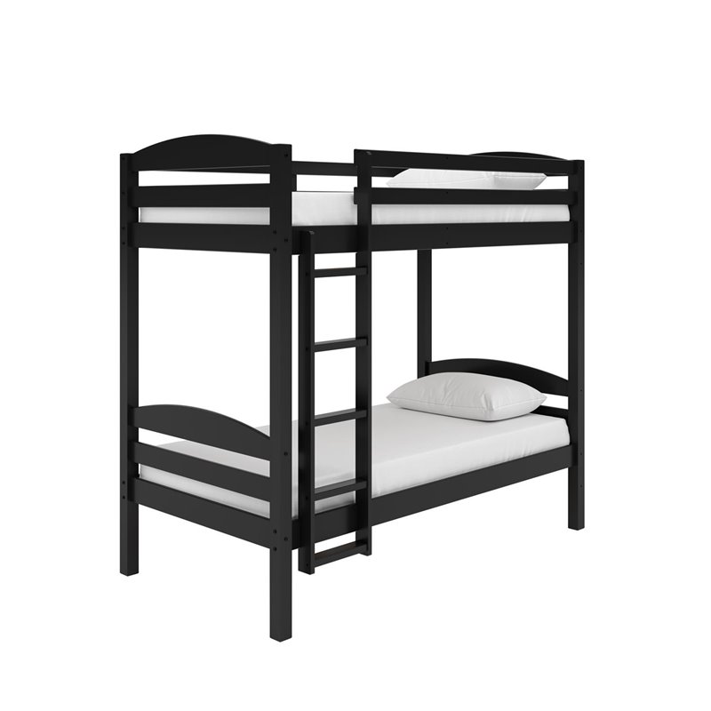 Dorel Living Clearwater Triple Wood Bunk Bed Twin with Underbed Storage in Black