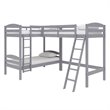 Dorel Living Clearwater Wood Triple Twin Bunk Bed in Gray