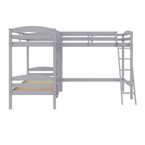 dorel living clearwater wood triple twin bunk bed in gray