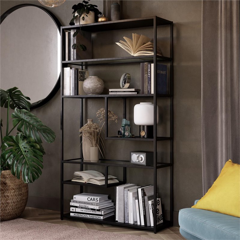Dorel Living Moriah Bookcase Etagere in Black Marble