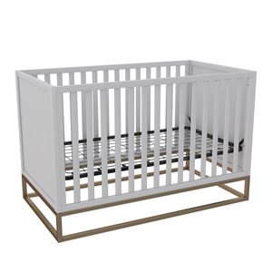 little seeds haven 3 in 1 convertible wood crib with metal base in gray and gold