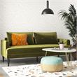 Novogratz Bailey Pillowback Sofa Mid-Century Modern in Olive Green Velvet