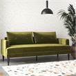 Novogratz Bailey Pillowback Sofa Mid-Century Modern in Olive Green Velvet