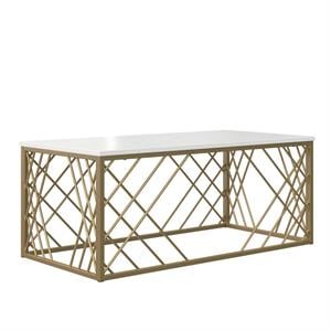 cosmoliving bradshaw coffee table rectangular in modern in white/gold