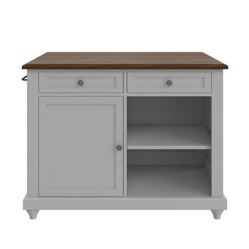 Dorel Living Kelsey Kitchen Island with 2 Stools in Gray