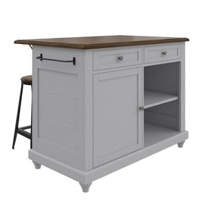 Dorel Living Kelsey Kitchen Island with 2 Stools in Gray