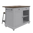 Dorel Living Kelsey Kitchen Island with 2 Stools in Gray